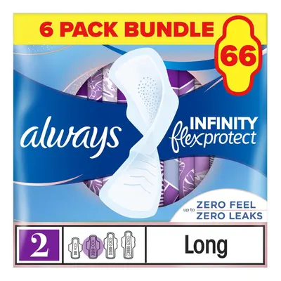 Infinity FlexProtect Pads Long (Size 2) Sanitary Towels Wings Pads, Up to Zero Feel, Up to Zero 