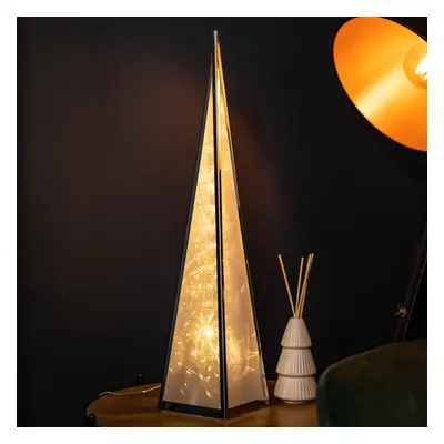 60cm Light up Silver Holographic Christmas Pyramid with Warm White LEDs