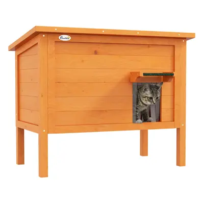 PawHut Outdoor Feral Cat House Insulated w/ Openable Roof - Orange