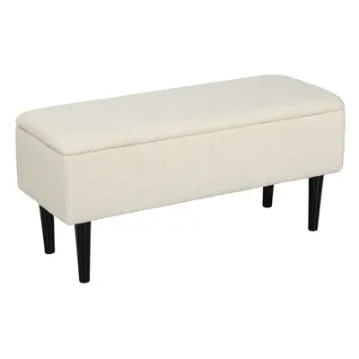 HOMCOM 15" Ottoman Storage Box with 47L Storage Capacity, Cream White