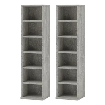 HOMCOM Set of CD Storage Units with Adjustable Shelves Cement Grey