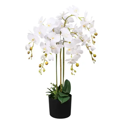 vidaXL Artificial Orchid Plant with Pot 75cm White Home Realistic Fake Flower