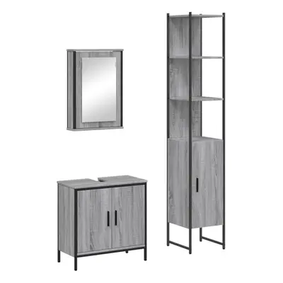 (grey sonoma) vidaXL Bathroom Furniture Set Piece Sink Cabinet Grey Sonoma Engineered Wood