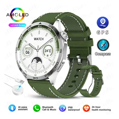 (Green belt) For Huawei WATCH GT Smart Watch Men GPS Tracker 1.43 Inch AMOLED 466*466