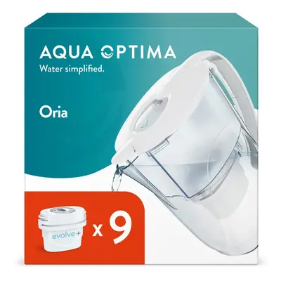 Aqua Optima Water Filter Jug Oria 2.8 Litre & Evolve+ Filters (9 Month Pack)