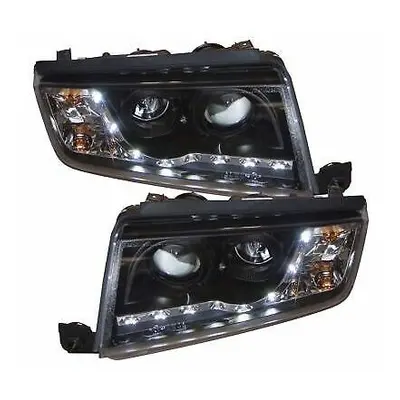 For Skoda Fabia Black LED DRL Projector Headlights Lighting Lamp