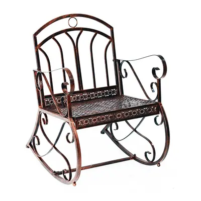 Outsunny Rocking Chair Outdoor Single Seat Patio Metal Bronze