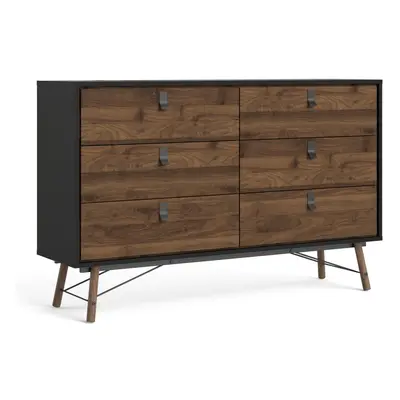 Matt Black Walnut Ry Wide double chest of drawers drawers in Matt Black Walnut - Ry