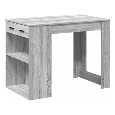 (grey sonoma) vidaXL Desk with Drawer and Shelf Writing Table Study Desk Engineered Wood