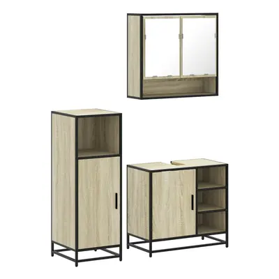 (sonoma oak) vidaXL Piece Bathroom Furniture Set Brown Oak Engineered Wood