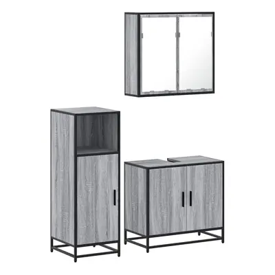 (grey sonoma) vidaXL Piece Bathroom Furniture Set Sonoma Oak Engineered Wood