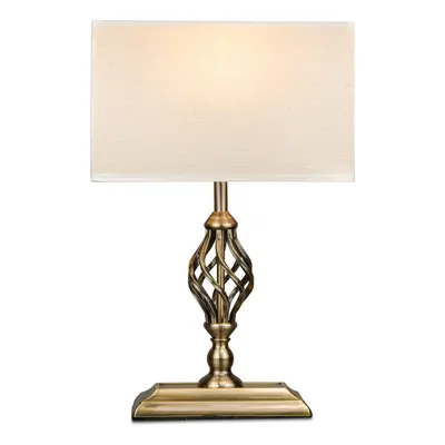 Kingswood Barley Twist Rectangular Base Table Lamp - Antique Brass