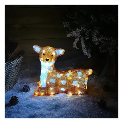 30cm Indoor Outdoor Acrylic Deer Christmas Decoration with Ice White LEDs