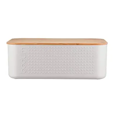 11740-913 Bistro Small Bread Box, Plastic, Wood, 19.39 x 29.4 x 10.7 cm, White, Small