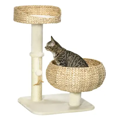 PawHut 72cm Cat Activity Centre w/ Two Bed, Toy Ball, Sisal Scratching Post