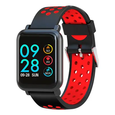 (Red) 1.22'' IPS Color Screen Waterproof Smart Watch Blood Pressure Fitness Sport Bracelet