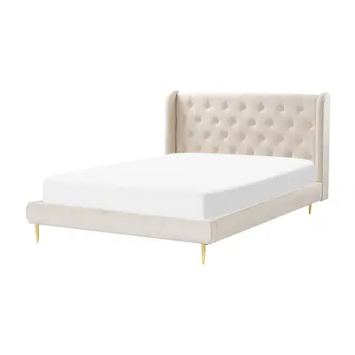 Bed FORBACH x cm (EU Double) Velvet Beige