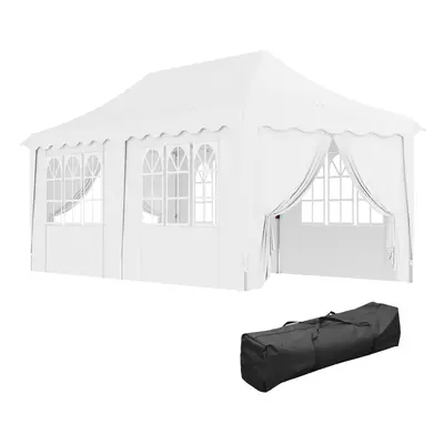 Outsunny x 6m Pop Up Gazebo with Sides and Carry Bag, UPF50+, White