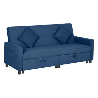 HOMCOM Reversible L-Shaped Sectional Sofa Bed with Cushions, Blue