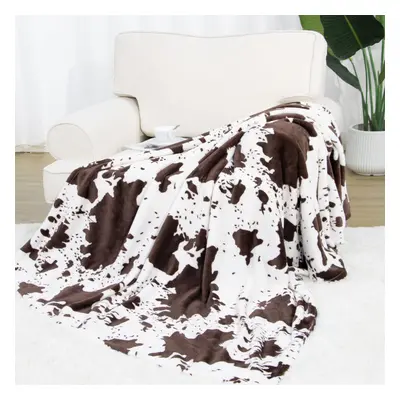 Cow Throw Blanket Soft Brown and White Blanket Fuzzy Cozy Blanket Lightweight Couch Blankets Cut