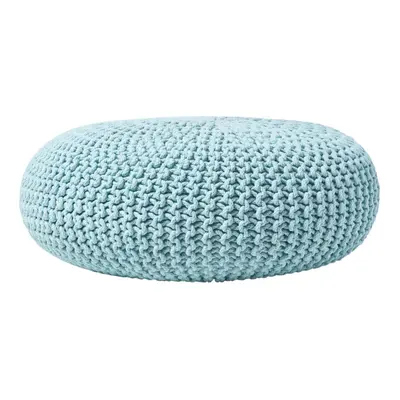 (Pastel Blue) Knitted Cotton Large Round Pouffe Footstool x cm