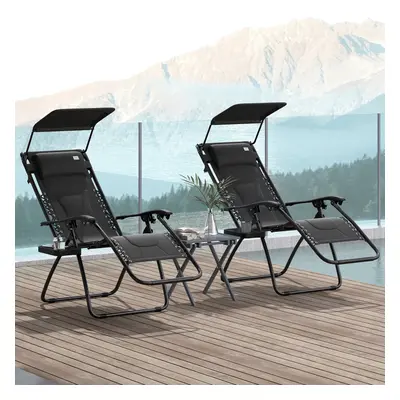 Outsunny Pcs Zero Gravity Lounger Chair, Folding Reclining Chair, Black