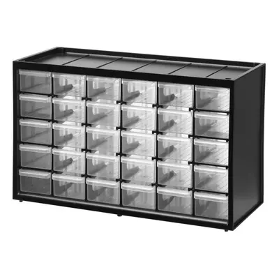 1-93-980 Storage Box with compartments, Black/Transparent