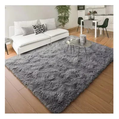 (200x290 cm- Area Carpet/Rug) Living Room Rugs Fluffy Shaggy Soft Grey Carpet UK