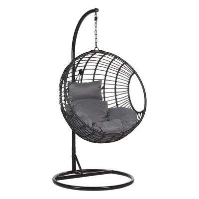 Hanging Chair with Stand ASPIO PE Rattan Black