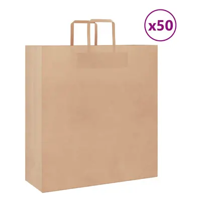 (brown, x x cm) vidaXL Paper Bags pcs with Handles White 54x15x49 cm Paper Grocery Bag