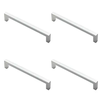 4x Square Block Pull Handle x 10mm 160mm Fixing Centres Polished Chrome