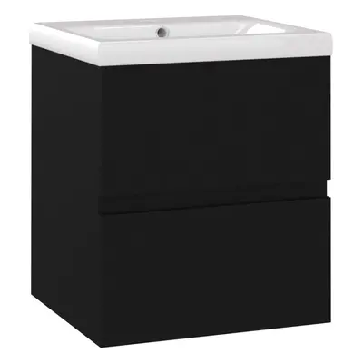 vidaXL Sink Cabinet with Built-in Basin Black Engineered Wood Bathroom Basin