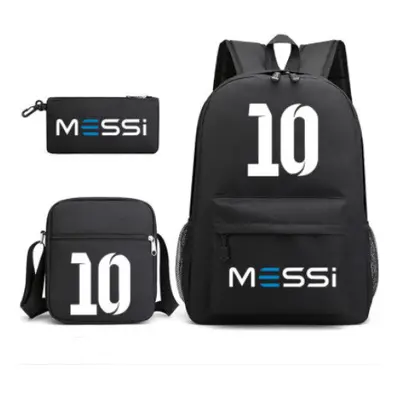 (3) 3pcs Football Messi Backpack 3D Printe Teens Shoulder Bags