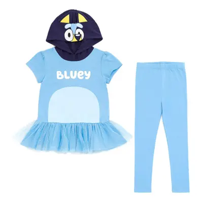 Bluey Toddler Girls Cosplay T-Shirt Dress and Leggings Outfit Set 4T