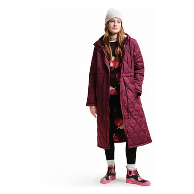 (12, Burgundy) Regatta Womens Orla Kiely Longline Quilted Warm Winter Hooded Jacket Coat