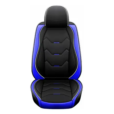 (Blue) Universal PU Leather Car Auto Front Seat Cushion Pad Cover Protector Mat Black