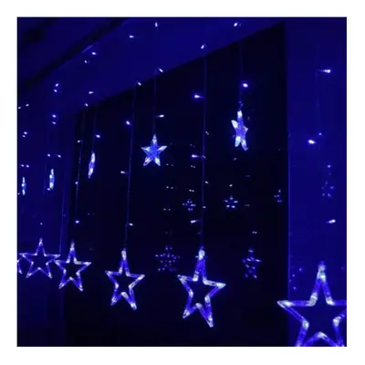 (Blue) Christmas Decoration Curtain Lights String Star Xmas Party Wedding Plug in