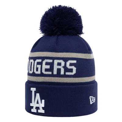 New Era LA Los Angeles Dodgers MLB Striped Cuff Knitted Beanie Bobble Hat - Blue