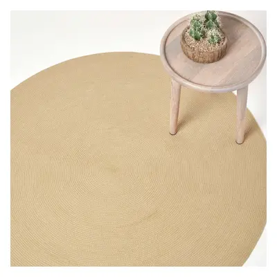 (120 cm Round, Natural) Handmade Woven Braided Rug