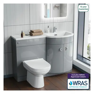 Debra Grey mm P Shape Vanity Unit Right Hand Sink and Toilet Bathroom