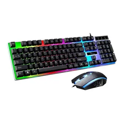 (Black) Gaming Keyboard Mouse Set Rainbow LED Wired USB For PC Laptop PS4 Xbox