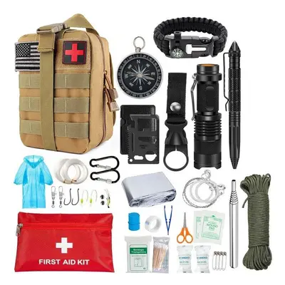 (a-No laser pointer 02) Outdoor Camping Equipment Backpack Survival Kit Portable First aid Touri