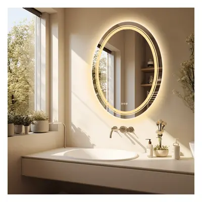 700x500mm Oval LED Backlit Mirror Dimmable Bathroom Mirror Demister