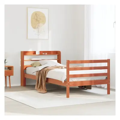 vidaXL Bed Frame with Headboard Wax Brown 90x190 cm Single Solid Wood Pine