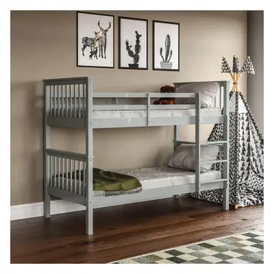 (Grey) Milan Bunk Bed High Sleeper Ladder Solid Wood Pine