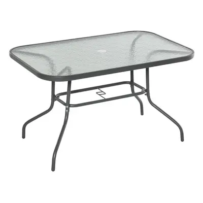 Outsunny Metal Garden Dining Table Outdoor Patio w/ Hole 120L x 80Wcm