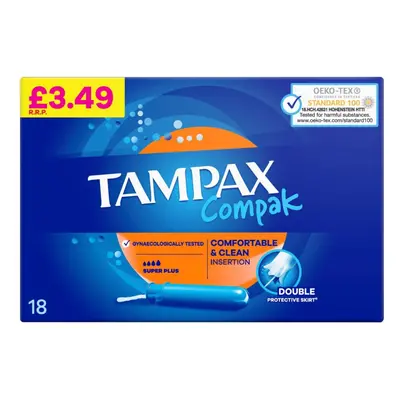 Tampax Compak Super Plus Tampons With Applicator x18 ( pack of )