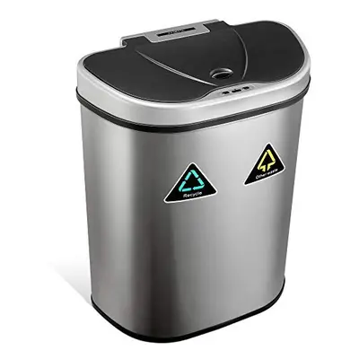 NETTA 70L Recycling Sensor Bin with Two Compartments - Stainless Steel