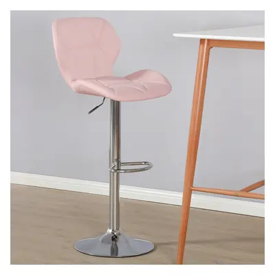 (PU Leather Pink) Charles Jacobs Diamond Style Adjustable Breakfast Bar Stool with Footrest