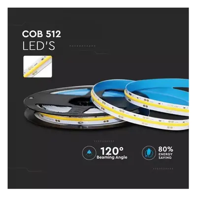 12 Watts/m LED Strip, COBLINEAR Series, 6400K, IP20, 24V, LEDs/m, 100LM/m,10mm wide, CRI90+, 5m